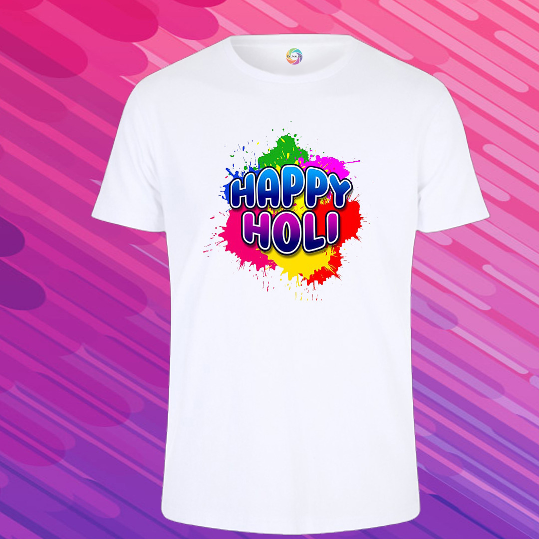 Holi Special Polyester Printed T-Shirt